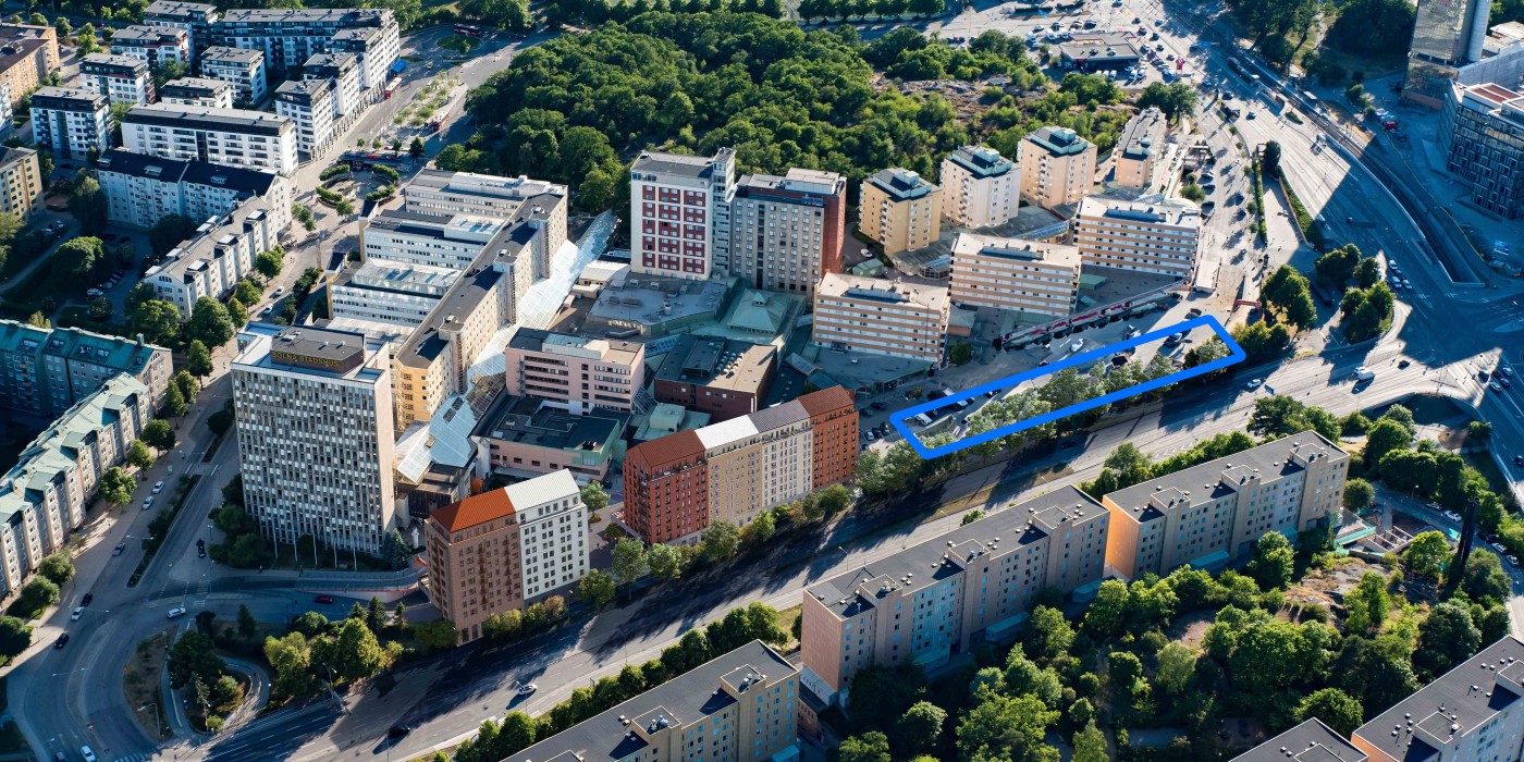 The properties Banken 18 and Banken 19 marked in blue.