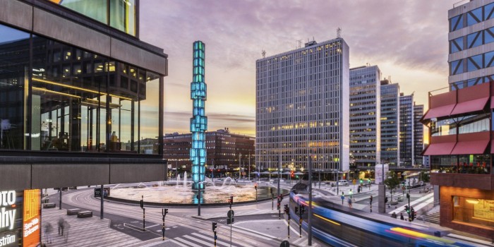 The sky scraper Hötorgsskrapan at Sergels Torg in Stockholm.