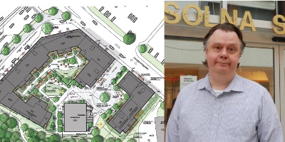 The plan is for 350 homes in Solna, when the dilapidated office building Byggmästaren 2 is demolished. Martin Eliasson is the chairman of the building committee in the city of Solna.