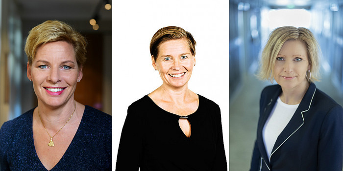 Annica Ånäs (CEO, Atrium Ljungberg), Ulrika Hallengren (CEO, Wihlborgs) and Caroline Arehult (CEO, Hemfosa).