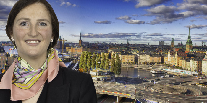 Montage of Vitaline Yeterian, Vice President, Global Financial Institutions Group, DBRS, and Stockholm skyline.