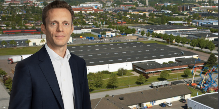 Montage of a Swedish logistics property and Emmanuel Van der Stichele, CEO of Mileway.