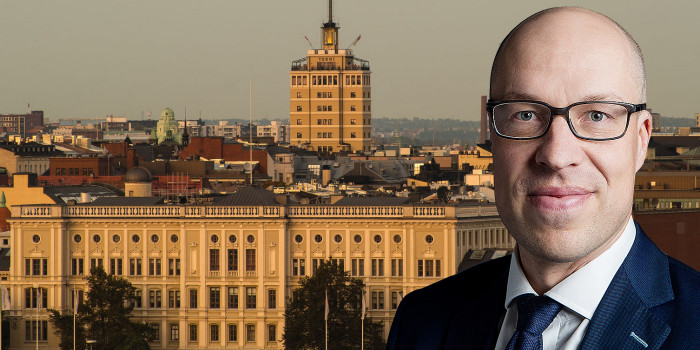 Montage of Helsinki hotels and Mika Matikainen, Managing Partner at Capman Real Estate.