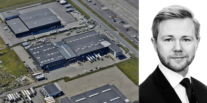 The logistics property at Copenhagen Airport and Daniel Marthendal, Director Investment Properties at CBRE.