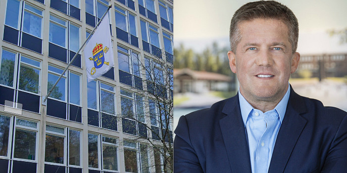 Swedish Economic Crime Authority's HQ and Ilija Batljan, CEO of SBB Norden.
