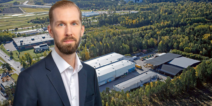 Montage of Tomas Beck, Head of Nordics at Mileway, and Arlandastad's logistics area outside Stockholm.