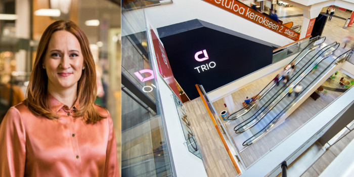 Collage of Saara Viento, Trio’s Shopping Centre Manager, and the Trio mall in Lahti.