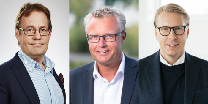 Per Johansson, CEO of Brinova, Peter Strand, incoming CEO of SLP, and Jakob Fyrberg, CEO of Emilshus.