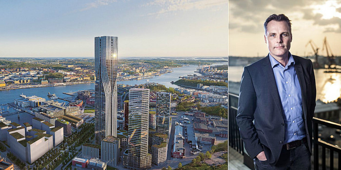 The future landmark tower of Gothenburg, and Ola Serneke, CEO of Serneke.