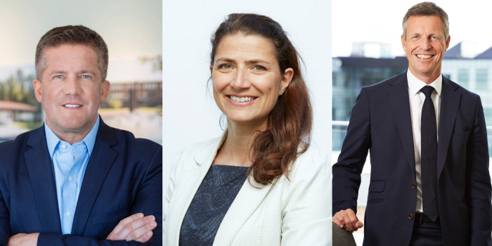 Ilija Batljan, CEO of SBB, Sonja Horn, CEO of Entra, and Henrik Saxborn, CEO of Castellum.
