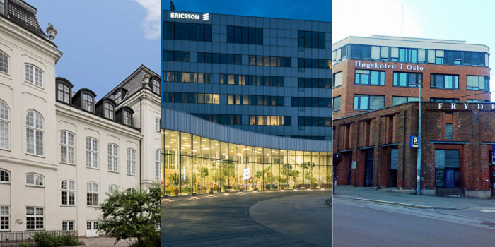 Tryg Forsikring (Jeudan), Ericsson (Klövern), and University of Oslo (Entra) among the largest tenants in the Nordics.