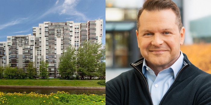 One of the Russian residential buildings and Antti Aarnio, CEO of Sato.
