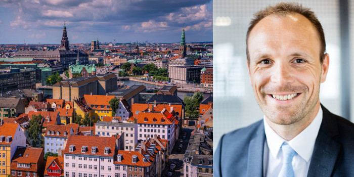 Copenhagen skyline and Morten Schultz, CEO of Keystone Investment Management.