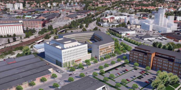 The new police building that is set to be built in Västerås, Sweden, in a joint collaboration between SBB and K2A.