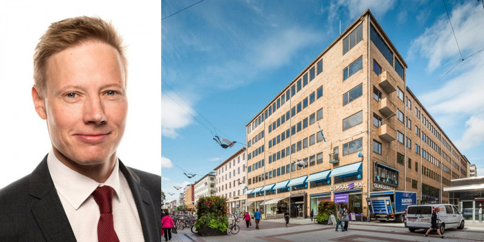 Antti Muilu and the Sampotalo office building in Turku.