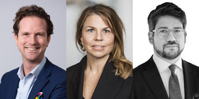 On the left is Dan Sandstedt, Head of Capital Markets at Newsec, in the middle Carolina Herling, Head of Investment at Savills and on the right Daniel Anderbring, Head of Capital Markets Sweden at JLL.