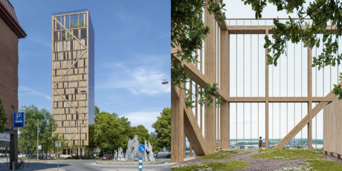 AB Invest wants to build a 100-meter high hotel made entirely of wood in central Karlstad, Sweden.