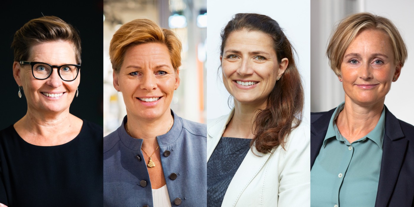 Ulrika Hallengren, CEO of Wihlborgs,  Annica Ånäs, CEO of Atrium Ljungberg, Sonja Horn, CEO of Entra, and Stina Lindh-Hök, CEO of Nyfosa.